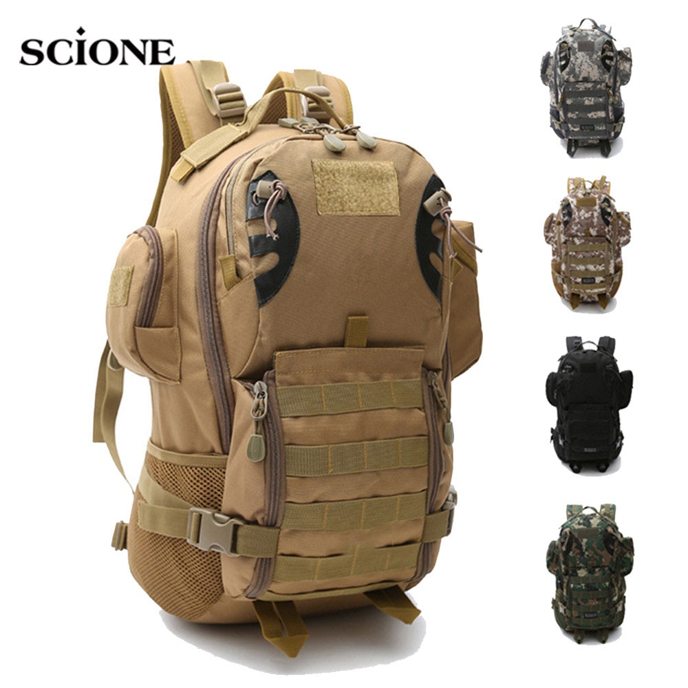 45L Outdoor Military Backpack Tactical Rucksack Camping Hiking Travel Sports Bag Climbing Army Bags Molle Hunting 1 - Bulletproof Backpack