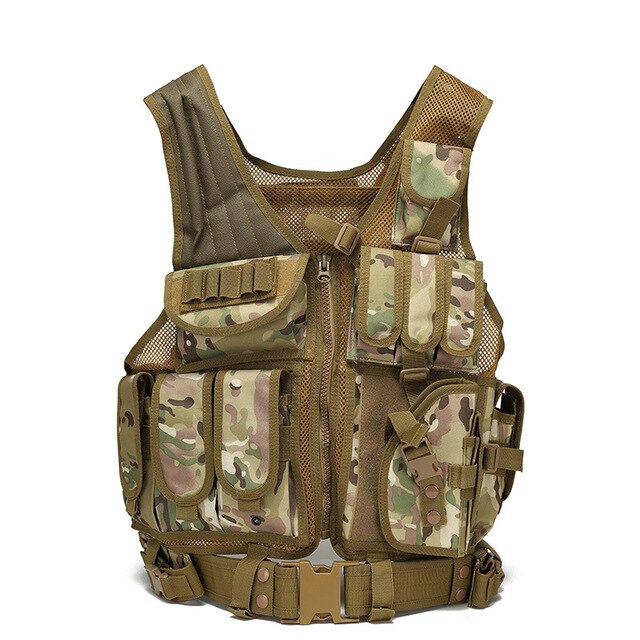 Men Tactical Vest Outdoor Military Tactical Army Polyester Airsoft War Game Camouflage Hunting Vest for - Bulletproof Backpack